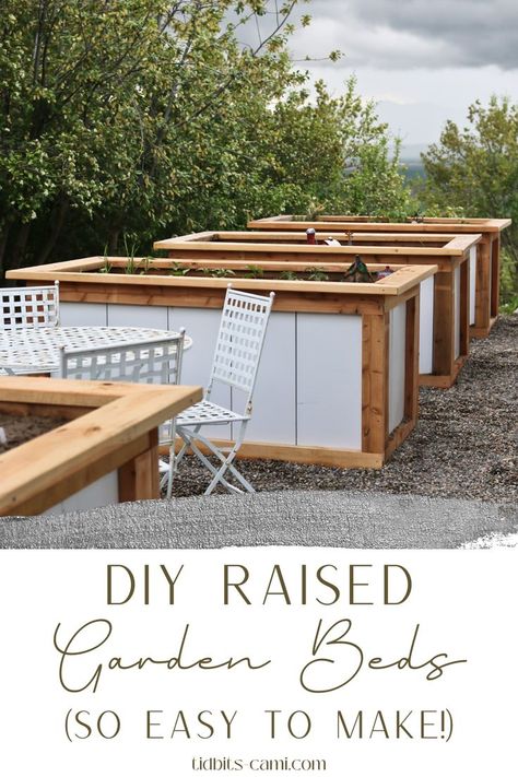 Make Raised Garden Beds, High Raised Garden Beds, Tall Raised Garden Beds, Making Raised Garden Beds, Diy Raised Garden Beds, Garden Bed Layout, Raised Garden Bed Plans, Cedar Raised Garden Beds, Elevated Gardening