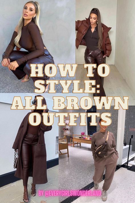 How to Style All Brown Outfits - Style Inspiration Brown Sheer Top Outfit, Brown Top Outfit Ideas, Shades Of Brown Outfit, Brown Bodysuit Outfit, Brown Top Outfit, Sheer Top Outfit, All Brown Outfit, Leotard Outfit, Brown Outfits