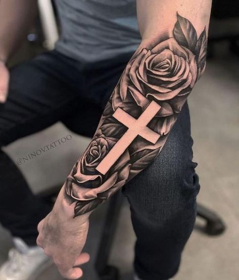 Tato Joker, Half Sleeve Tattoos Forearm, Rose Tattoos For Men, Female Tattoos, Cross Tattoo For Men, Cross Tattoos, Men Tattoos Arm Sleeve, Forarm Tattoos, Cool Arm Tattoos