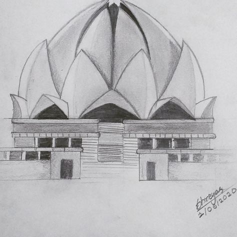 Lotus Temple Sketch, Lotus Temple Drawing, Study Core, Temple Drawing, Lotus Temple, Shading Drawing, Book Art Drawings, Pencil Sketch, Poster Making