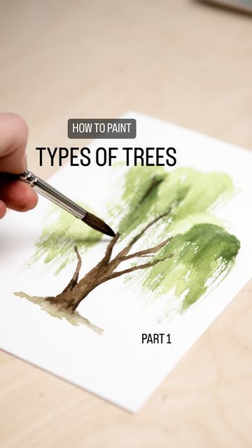 How To Paint A Willow Tree, Tree Watercolor Tutorial, Watercolor Tree Tutorial, How To Watercolor Trees, Paint A Willow Tree, Willow Tree Watercolor, Watercolour Tree, How To Paint A Tree With Watercolor, How To Paint A Willow Tree Step By Step