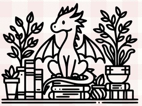 Simple Cute Designs To Draw, Book Dragon Drawing, Big Doodle Art, Mini Dragon Drawing, Dnd Line Art, Cute Dragon Doodle, Dragon Doodle Simple, Witchy Doodles Simple, Easy Dragon Drawings Simple