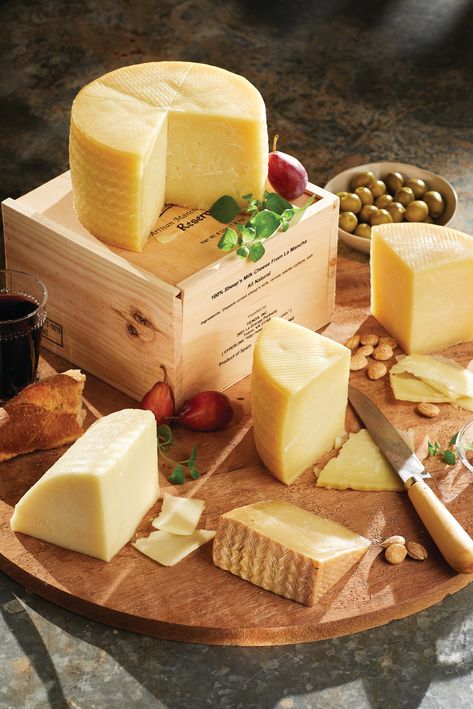 Foods From Spain, Spanish Foods, Manchego Cheese, Aged Cheese, Spain Spanish, Herb Cheese, Queso Cheese, Chorizo Sausage, Charcuterie Cheese