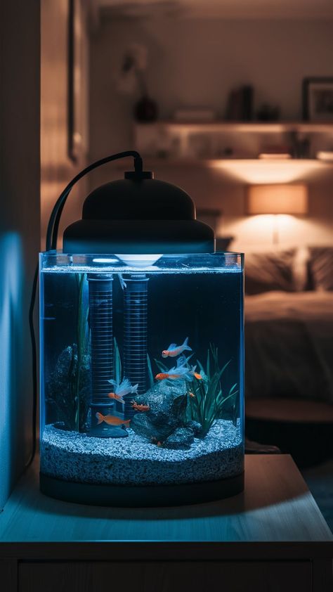 Light it up: LEDs for the win Unique Fish Tanks, Mini Fish Tank, Aquarium Mini, Fish Tank Design, Aquarium Lighting, Night Fishing, Tank Design, Plant Growth, Light Show