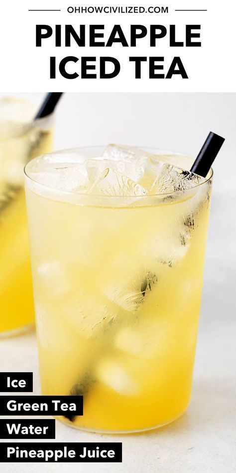 A fruity iced tea that’s energizing and refreshing. Learn to make pineapple iced tea in 5 minutes with just 4 ingredients! #pineappleicedtea #icedtearecipes #icedtea Pineapple Water Recipe, Iced Tea Punch, Cold Tea Recipes, Breakfast Drinks, Iced Drinks Recipes, Tea Drink Recipes, Specialty Drinks, Green Tea Recipes, Juicy Juice