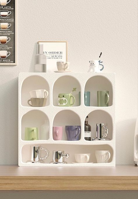 #homedecor #homeinteriordesign #homedecorideas #homestyling #decoratingcoffeetables #decoration #apartmentdecor #apartmentdecoration #apartmentinspiration #apartmentaesthetic #livingroom #bedroom #bathroom Boho Mug, Coffee Mug Display, Mug Display, Floor Shelf, Club Ideas, Table Shelves, Display Storage, Desktop Storage, Decoration Inspiration