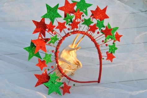 Christmas Headband Diy, Stars Headband, Star Headpiece, Christmas Headdress, Christmas Headpiece, Xmas Fashion, Star Crown, Holiday Headbands, Christmas Photo Props