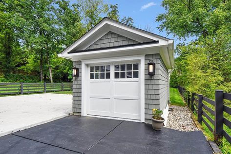 Detached 2 Car Garage With Apartment, 1 Car Detached Garage, Single Detached Garage, Garage Colors Exterior Detached, Detached One Car Garage Ideas, One Car Garage Addition Attached, Small Garages Detached, 1.5 Car Garage Plans, Single Car Detached Garage Ideas