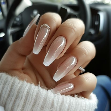 gel nails, acrylic nails, french acrylic nails, manicure, spring nails, weddings nails, summer nails, holiday nails, vacation nails, white nails, nude nails, long nails, short nails, nail design, nail art Ombre Nude Nails, Nail Ideas Long, Square Ombre, White Tip Acrylic Nails, Acrylic Manicure, Ombre Gel Nails, Acrylic Gel Nails, Ombre Acrylic, Engagement Nails