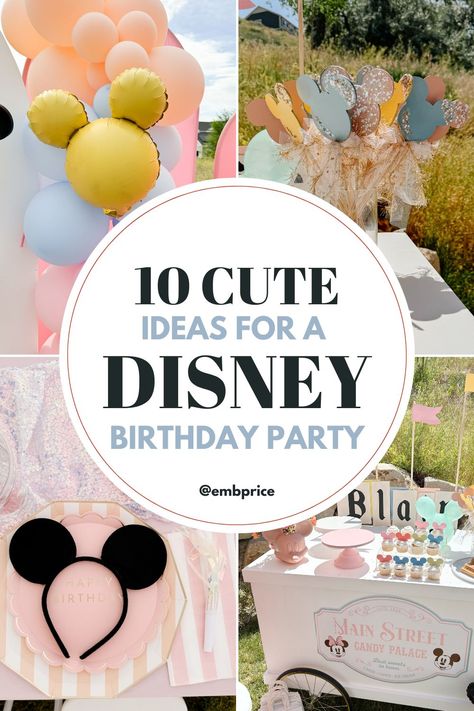 cute ideas for a disneyland themed birthday, disney themed birthday ideas, disneyland party ideas Disney Main Street Birthday Party, Modern Disney Birthday Party, 1st Bday Party Activities, Disney World Theme Birthday Party For Boys, Disneyland Party Theme Birthday, Disney Theme Birthday Party Decorations, 2 Year Birthday Theme Disney, Disney Themed 30th Birthday Party, Disney Float Ideas