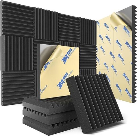 Amazon.com: 12 Pack Sound Proof Foam Panels for Wall with Self Adhesive, 2" X 12" X 12" High Density Acoustic Panels Sound Absorbing Quick-Recovery, Wedges Soundproof Wall Panels for Gaming & Studio Decor - Black : Musical Instruments Recording Studio Room, Soundproofing Walls, Sound Blocking, Band Room, Foam Panels, Music Studio Room, Sound Absorbing, Studio Room, Music Studio