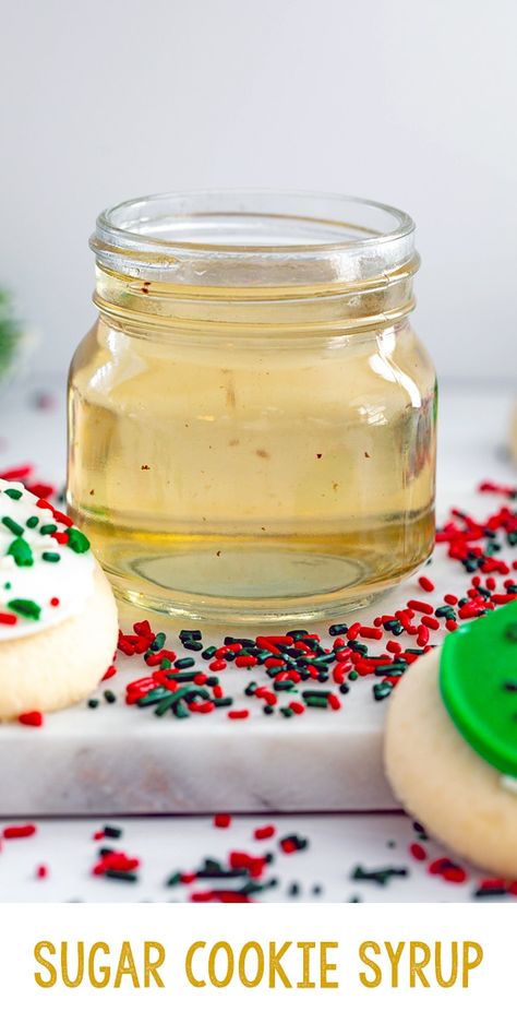 Starbucks Sugar Cookie, Sugar Cookie Syrup, Homemade Christmas Cookies, Homemade Coffee Syrup, Fancy Coffee Drinks, Almond Milk Latte, Creamer Recipe, Homemade Soda, Simple Syrup Recipes