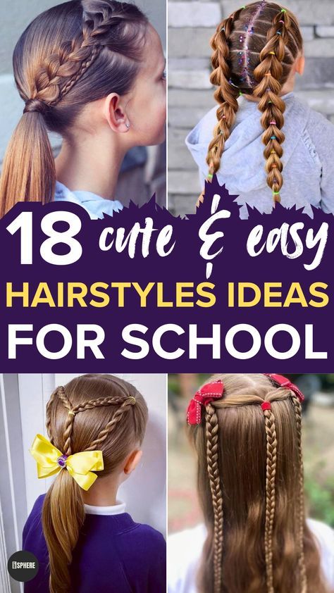 Hair For School Photos, Girl Hair Styles For School, Simple Hairstyles For School Kids, Hair Styles Ideas For School, School Hairstyles Easy For Kids, Easy Hairstyles For Long Hair For School, Cute Easy Hairstyles For School, Girl Hairstyles For School, Easy Fun Hairstyles