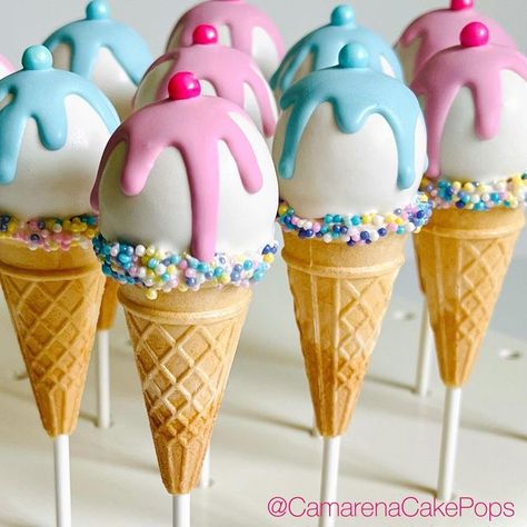 Gender Reveal Popsicles, Ice Cream Gender Reveal Party, Ice Cream Cone Gender Reveal, Whats The Scoop Gender Reveal Ideas, Ice Cream Gender Reveal Ideas, Cake Pop Gender Reveal, Ice Cream Cake Pops Ideas, Ice Cream Baby Shower Theme, Whats The Scoop Gender Reveal Cake