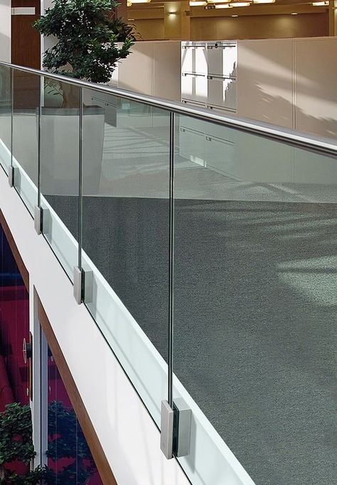 Stair balustrade MOD 0763 Easy Glass® Collection by Q-RAILING ITALIA: Stair Balustrade, Glass Staircase Railing, Glass Balcony Railing, Glass Railing Stairs, Balcony Glass Design, Glass Handrail, Stainless Steel Balustrade, Steel Balustrade, Glass Railing System