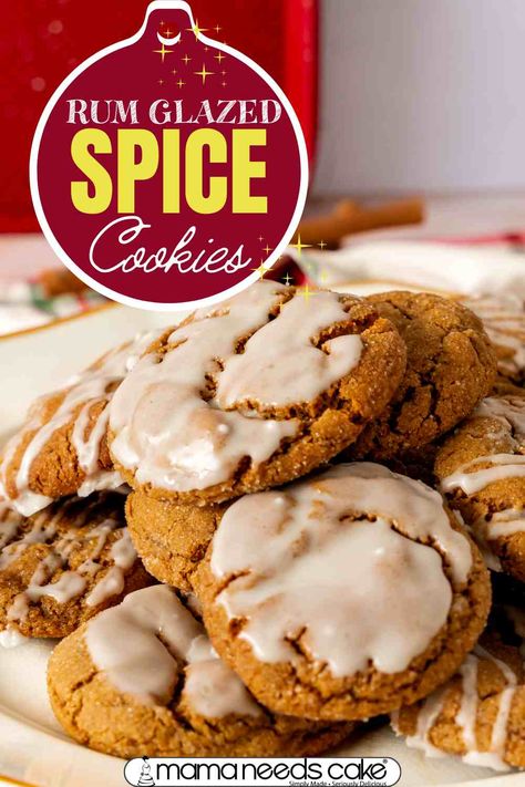 These Spice Cookies are made with a blend of warm spices and iced with a sweet rum glaze. Iced Spice Cookies, Archway Cookies, Sugar Cookie Glaze, Ginger Spice Cookies, Cookie Glaze, Holiday Baking Recipes, Mulling Spices, Ginger Bread Cookies Recipe, Fresh Baked Cookies