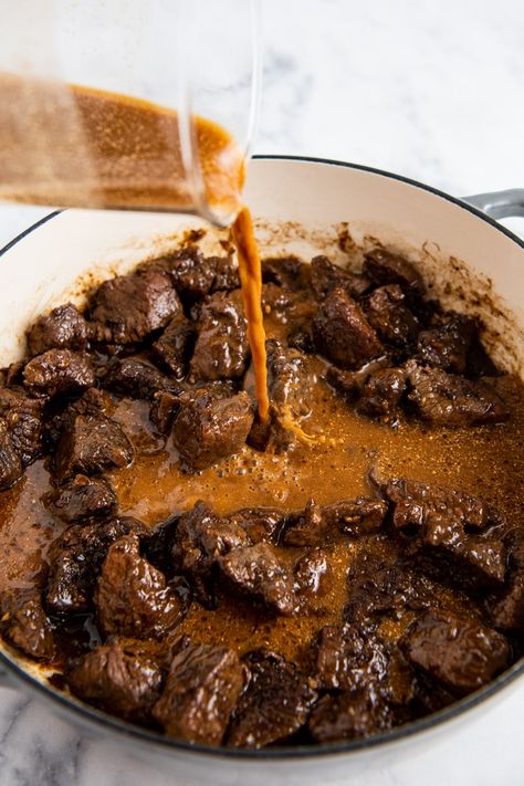 Best Beef Tips, Beef Tips Recipe, Dutch Oven Beef, Best Beef Stroganoff, Seasoned Sour Cream, Beef Tip Recipes, Hungarian Goulash, Beef Potatoes, Beef Tips And Gravy