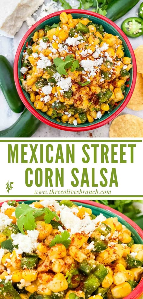 Mexican Street Corn Salsa (Esquites) is a simple fresh corn salsa recipe! Elote inspired flavors from Mexico street food in an easy salsa. Use as a dip or condiment for your favorite recipes like tacos! Mexican Street Corn Salsa Recipe, Mexican Corn Salsa Recipe, Mexican Street Corn Salsa, Street Corn Salsa Recipe, Salsa For Street Tacos, Fresh Corn Salsa Recipe, Corn Salsa For Tacos, Corn For Tacos, Mexico Street Food