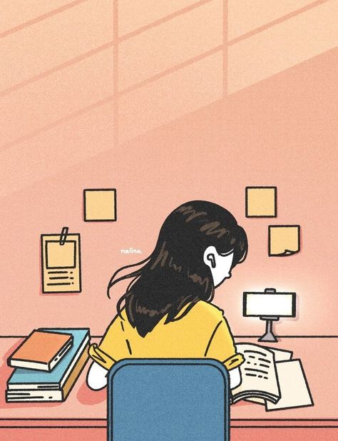 Studying Girl, Korean Illustration, Daily Moments, Study Pictures, Illustration Art Girl, Cover Girl, Girls Cartoon, Kawaii Wallpaper, Girls Cartoon Art