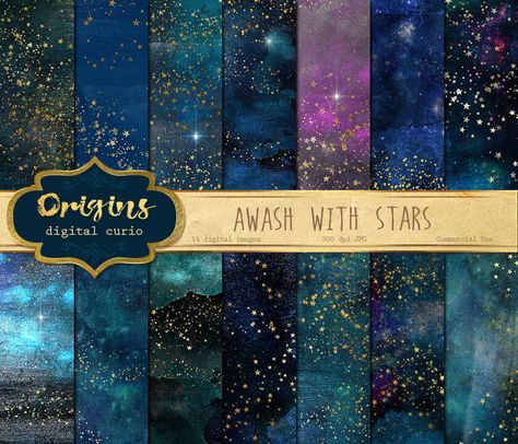 Star Overlays, Watercolor Textures, Watercolor Galaxy, Vibrant Watercolor, Star Background, Galaxy Painting, Digital Scrapbook Paper, Marble Stone, Creative Sketches