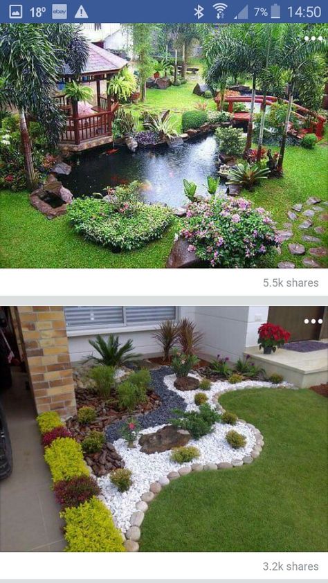 Kolam Koi, Taman Air, Pinterest Garden, نباتات منزلية, Front Yard Garden Design, Rock Garden Landscaping, Landscape Designs, Backyard Garden Design, Front Yard Garden