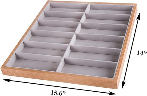 Amazon.com: Homeanda 7 Grids Wood Frame Grey Velvet Glasses Case Eyeglass Holder Sun Glasses Organizer Eyewear Sunglasses Box Glasses Tray Sunglass Display Showcase SunGlasses Organizer Case Jewelry Tray : Clothing, Shoes & Jewelry Glasses Organizer Aesthetic, Sunglass Display, Glasses Organizer, Sunglasses Organizer, Sunglasses Display, Display Showcase, Sunglasses Box, Organizer Jewelry, Eyeglass Holder