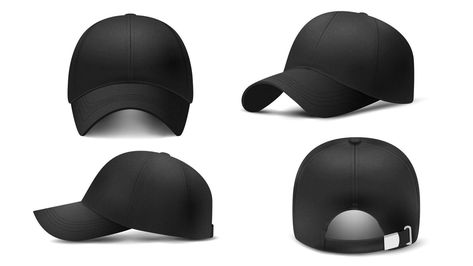 Black Caps, Cap Mockup, Military Cap, Black Baseball Cap, Black Cap, Mock Up, Ultra Violet, Premium Vector, Riding Helmets