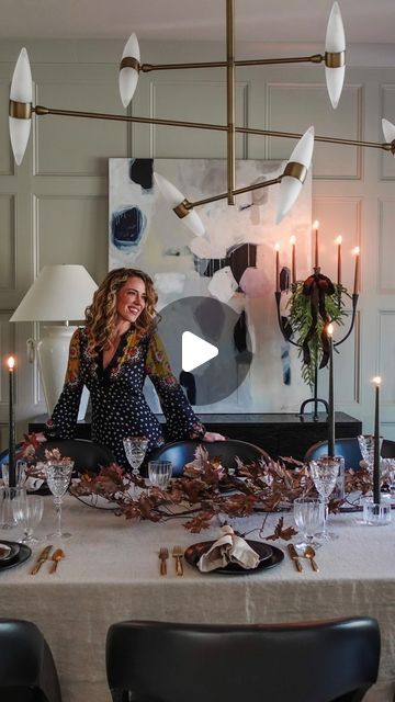 Ashley Childers | Home & Interiors on Instagram: "It’s hosting season — which means beautiful tablescapes 🤎🍽️🍂 In this week’s video I am covering all things thanksgiving tablescape + some fun festive holiday diy’s 🥰 #ashleychildershome" Ashley Childers Home, Ashley Childers Interiors, Tyler Childers Decor, Ashley Callingbull-burnham, Ashley Childers, Winter Tablescapes, Thanksgiving Tablescape, Beautiful Tablescapes, Thanksgiving Tablescapes