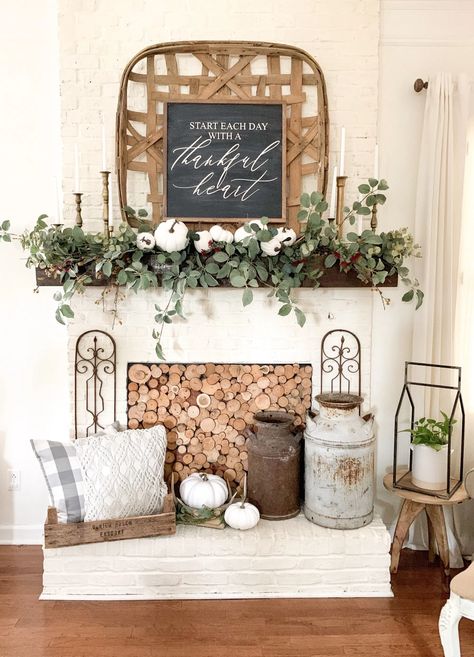 Farmhouse Style Fall Mantel and DIY Garland | Bless This Nest #fall #fallhomedecor #pumpkins #fallhomedecor🍁 #fallhomecoming #fallhomedecorations #fallhome #falldecorating #fallhome #pumpkindecoration #pumpkindecor #fallfarmhouse 98 Degrees, Mantel Ideas, Fall Mantle, Rustic Fall Decor, Fall Garland, Fall Mantel Decorations, Fall Mantel, Farmhouse Decoration, Diy Garland