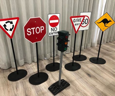 Traffic Sign Birthday Party, Traffic Theme Party, Life Is A Highway Party Theme, Road Trip Themed Party, Road Trip Vbs Theme, Road Trip Party Decorations, Road Trip Vbs Decorations, Road Trip Party Theme, Road Trip Decorations