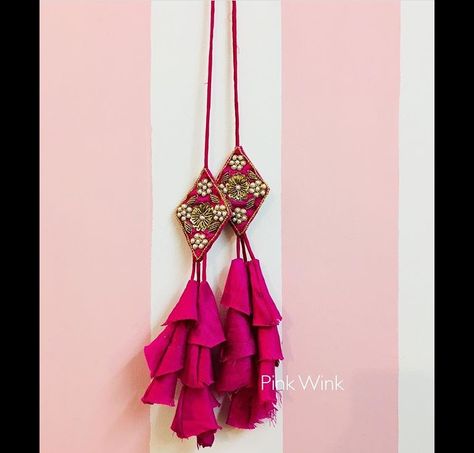 Back Hangings For Kurti, Fabric Latkans Handmade For Lehenga, Tassels Design For Blouse, Blouse Tassels Designs Latest, Tassel Design For Blouse, Cloth Tassels For Blouse, Fabric Latkans Handmade, Hangings For Blouse, Latkans For Lehenga Handmade