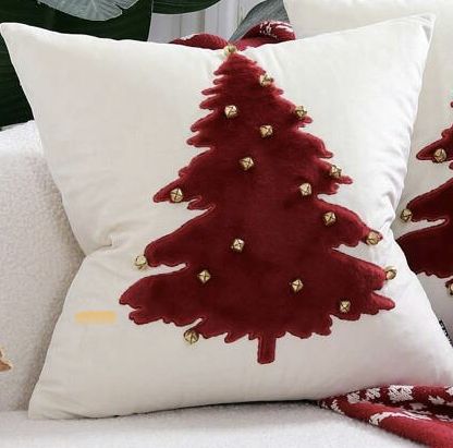 Christmas Pillow Patterns Free, Holiday Pillow Covers, Bench Living Room, Bell Christmas Tree, Holiday Pillow, Shop Car, Bell Christmas, Textured Throw Pillows, Holiday Snowflakes