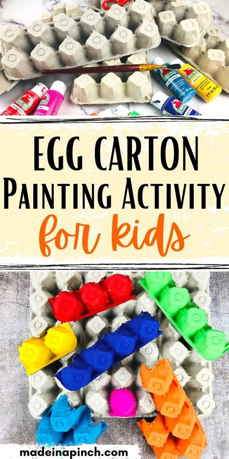 Egg carton painting for kids! Egg cartons are a great re-useable resource and perfect for crafting. Turn egg cartons into a puzzle activity similar to Tetris that helps develop creativity, critical thinking skills, and fine motor skills. It's so fun that it will keep kids busy for hours! Kids Painting Activities, Kids Saving Money, Preschool Painting, Diy Kid Activities, Puzzle Activity, Egg Cartons, Egg Crates, Painting Activities, Kid Friendly Activities