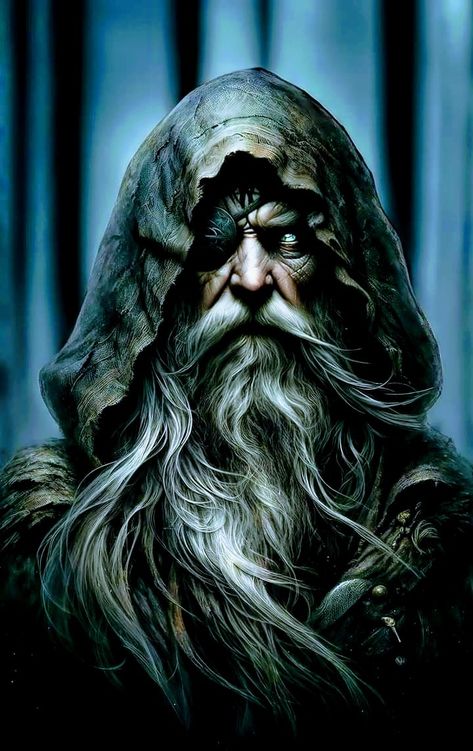 Odin The Wanderer, Odin Fantasy Art, Odin Artwork, Odin Face, Odin Art, Ship Tattoo Sleeves, Black Band Tattoo, Odin Allfather, Odin Tattoo