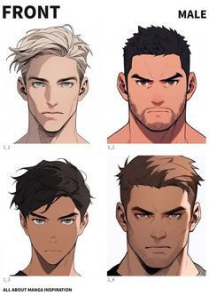 Manga Guys Drawing, Guy With Short Hair Drawing, Guy Looking Down Drawing, Male Character Design Short Hair, Short Mens Haircut Drawing, Haircut For Men Drawing, Male Face Poses Drawing, Male Face Anatomy Reference, Male Head Shapes Drawing