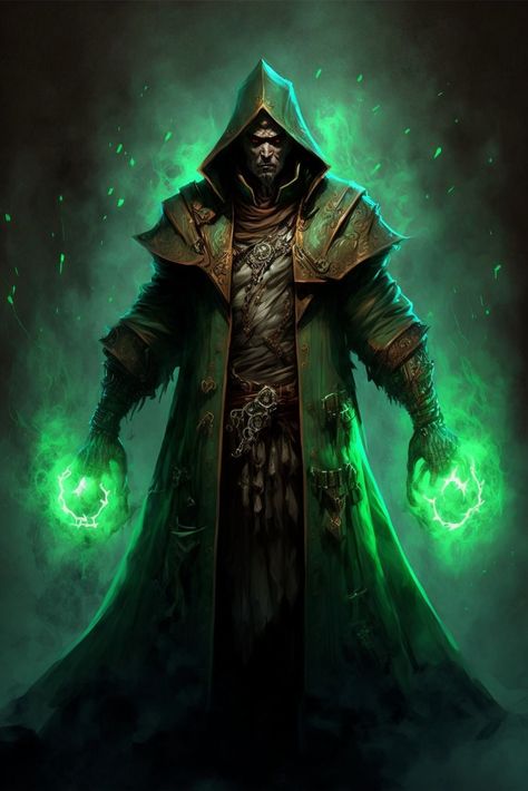 necromant mage, emitting green magic. Dnd Sorcerer, Artifact Art, Green Magic, Dungeons And Dragons Game, Dungeons And Dragons Characters, Black Anime Characters, Epic Art, Medieval Fantasy, Spiritual Art