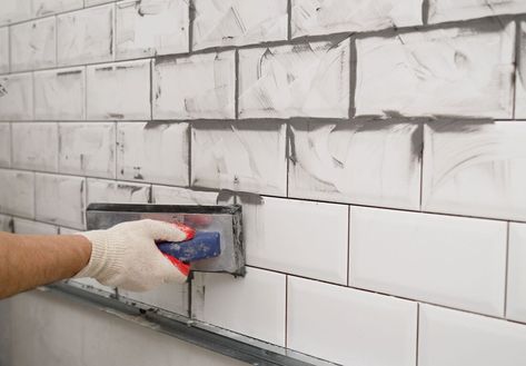 What Color Grout to Use With White Tile: 6 Hues Designers Recommend Regrouting Tile, Tile Grout Color, White Farmhouse Sink, Unsanded Grout, Coloured Grout, Grey Grout, Sanded Grout, White Subway Tile, Grout Color