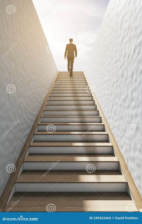 Back view of young businnessman climbing stairs to heaven and success. CEO and growth concept Climbing Stairs Wallpaper, Man Climbing Stairs Wallpaper, Growth Wallpaper, Man Climbing Stairs, Growth Images, Stairs Wallpaper, Climbing The Ladder Of Success, Steps To Success Ladder, Stairway To Heaven Wallpaper