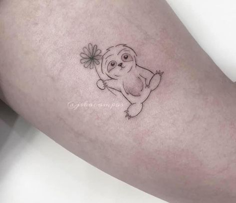 Mother Daughter Sloth Tattoo, Mini Sloth Tattoo, Sloth Fine Line Tattoo, Cute Sloth Tatoos, Sloth Family Tattoo, Sloth Line Tattoo, Matching Sloth Tattoo, Sloth Tattoo Cute, Small Sloth Tattoo Simple