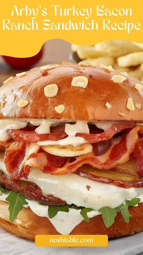 Arby’s Turkey Bacon Ranch Sandwich Recipe – Nosh Table Arby's Turkey Bacon Ranch Sandwich, Turkey Bacon Ranch Sandwich, Ranch Sandwich, Turkey Bacon Ranch, Zesty Ranch, Cultured Buttermilk, Ranch Sauce, Slow Roasted Tomatoes, Sub Sandwiches