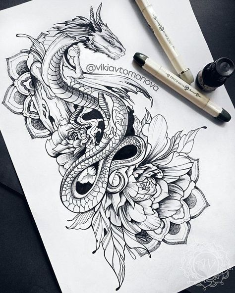 Expecto Patronum Tattoo, Dragon Tattoo Drawing, Dragons Tattoo, Chinese Dragon Tattoos, Kunst Tattoos, Dragon Tattoo For Women, Epic Tattoo, Men Tattoos, Inspiration Tattoos