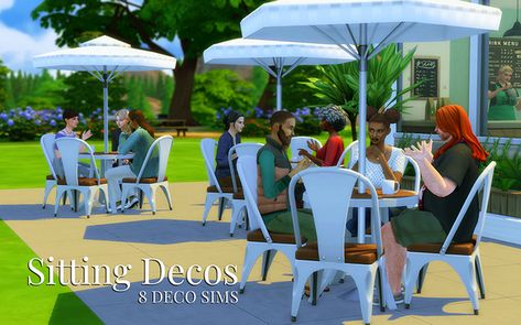 Sitting Decos (8 deco sims) | someone-elsa on Patreon Sims 4 Deco Sims, Animation Poses, Deco Sims, Sims 4 Restaurant, 4 Poses, Sims Poses, Sims 4 Sims, Sims 4 Poses, Casual Attire For Women