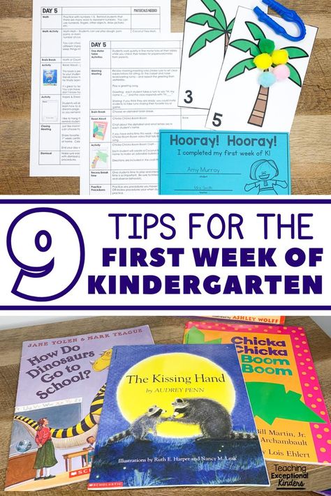 Books and printables for the first week of school First Day Of Kindergarten Lesson Plans, First Week Of School Activities Kinder, First Week Activities Kindergarten, First Week Of Kindergarten Lesson Plans, Beginning Of The Year Kindergarten Activities, Beginning Of Kindergarten Activities, Kindergarten First Week Of School Ideas, First Week Kindergarten, Kindergarten First Day Activities