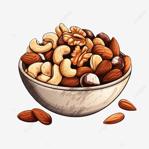 clipart nutty snack bowl almonds cashews walnuts pecans drifood delicious fruit png Nuts Illustration, Snacks Illustration, Nuts Vector, Snack Clipart, Png Fruit, Fruit Png, Thanksgiving School, Freehand Drawing, Nut Bowl