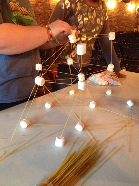 haha so this looks crazy! but this was our church youth group project, marshmallows and spaghetti noodles. We had to make a strong foundation for the project to work. Just as in Christianity you have to have a good base with God to grow in your spiritual life. so if you ever want to build with marshmallows and spaghetti noodles... this is really fun (: haha Simple Stem Projects, School Club Activities, After School Club Activities, School Age Crafts, Diy Landscaping Ideas, School Age Activities, Club Activities, Church Youth Group, After School Activities