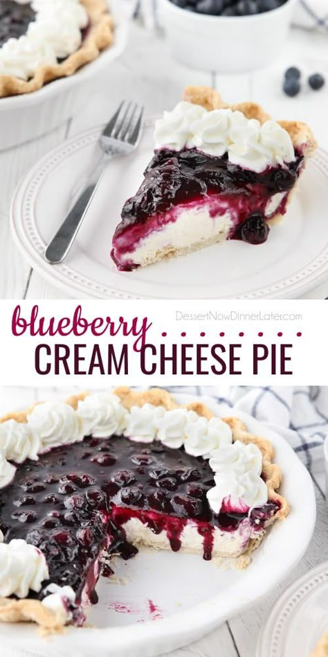 Cream Cheese Fruit Pie Recipes, Fruit Cream Cheese Dessert, Blueberry Cream Cheese Pie Recipe, Blueberry Cream Cheese Pie No Bake, Cream Cheese Fruit Pie, Cream Cheese Blueberry Pie, Blueberry And Cream Cheese Recipes, Blueberry Cream Pie Recipe, Cream Cheese No Bake Dessert