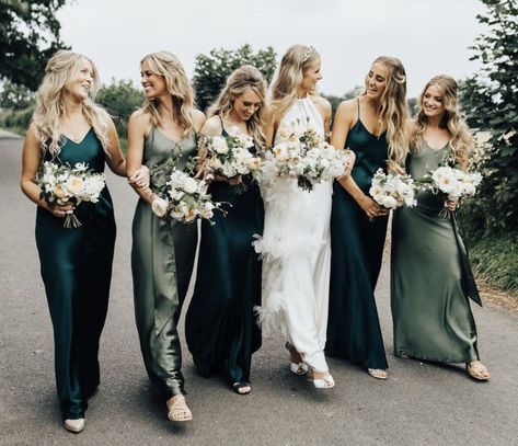 Bridesmaid Dresses Sage Green, Green Satin Bridesmaid, Bridesmaid Dresses Sage, Mismatched Green Bridesmaid Dresses, Dresses Sage Green, Mixed Bridesmaid Dresses, Green Bridal Party, Bridesmaid Dresses Green, Green Satin Bridesmaid Dresses