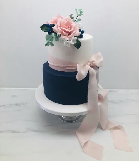 Wedding Cake Blush And Navy, 2 Tier Wedding Cake Blue And Pink, Dusty Rose And Navy Wedding Cake, Dusty Rose And Navy Blue Wedding Cake, Navy And Blush Cake, Navy Blue And Blush Cupcakes, Navy Pink Wedding Cake, Navy Blue And Blush Pink Wedding Cake, Navy Blush Wedding Cake