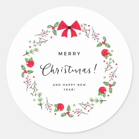 Merry Christmas Classic Round Sticker Merry Friendsmas, Merry Christmas Topper, Logo Christmas Design, Merry Christmas Logo, Merry Christmas Tag, Merry Christmas Sticker, Merry Christmas Stickers, Xmas Stickers, Christmas Logo Design