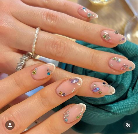 Stone Nails, Taylor Swift Nails, Siren Aesthetic, Milky Nails, Nail Style, Gem Nails, Nails 2024, Minimalist Nails, Dream Nails